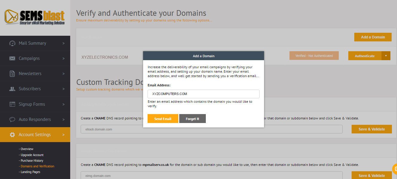 Verify and Authenticate your Domains